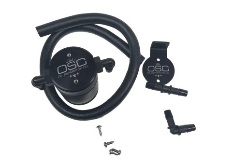 J&L 96-98 Ford Mustang SVT Cobra Driver Side Oil Separator 3.0 - Black Anodized thumbnail 1