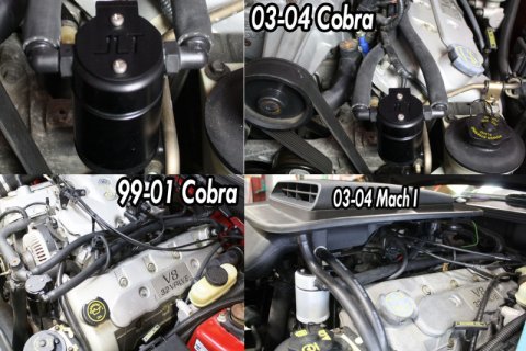 J&L 99-04 Ford Mustang SVT Cobra Driver Side Oil Separator 3.0 - Black Anodized thumbnail 2