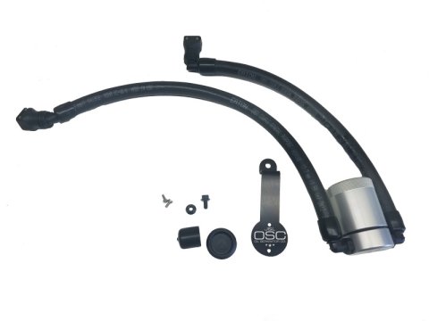 J&L 2018-2023 Ford Mustang GT Driver Side Oil Separator 3.0 - Clear Anodized thumbnail 1