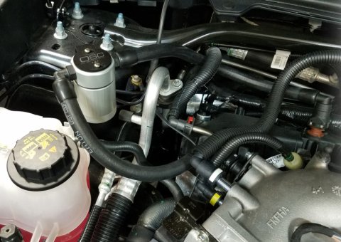 J&L 10-19 Ford Flex EcoBoost V6 Passenger Side Oil Separator 3.0 - Clear Anodized thumbnail 2