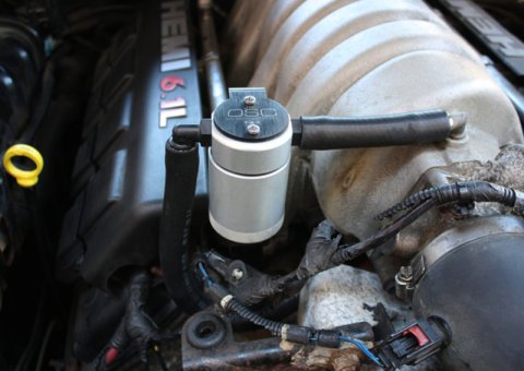 J&L 05-10 Dodge Charger 6.1L Hemi Passenger Side Oil Separator 3.0 - Black Anodized thumbnail 1