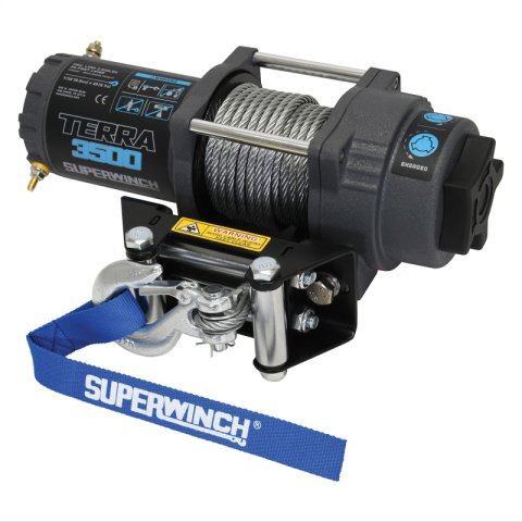 Superwinch 3500 LBS 12V DC 7/32 in x 32 ft Steel Rope Terra 3500 Winch - Gray Wrinkle thumbnail 2