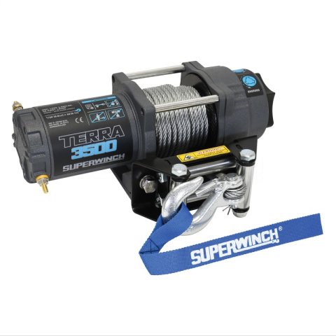 Superwinch 3500 LBS 12V DC 7/32 in x 32 ft Steel Rope Terra 3500 Winch - Gray Wrinkle thumbnail 3