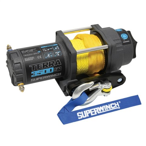 Superwinch 3500 LBS 12V DC 7/32in x 32ft Synthetic Rope Terra 3500SR Winch - Gray Wrinkle thumbnail 1