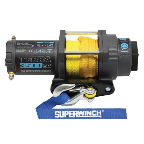 Superwinch 3500 LBS 12V DC 7/32in x 32ft Synthetic Rope Terra 3500SR Winch - Gray Wrinkle thumbnail 4