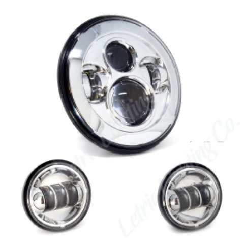 Letric Lighting 7in LED Headlight W/Passing Lamps Chrome thumbnail 1