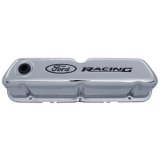 Ford Racing Logo Stamped Steel Valve Covers - Chrome thumbnail 1