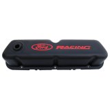 Ford Racing Logo Stamped Steel Black Satin Valve Covers Black Crinkle thumbnail 5