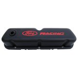 Ford Racing Logo Stamped Steel Black Satin Valve Covers Black Crinkle thumbnail 6