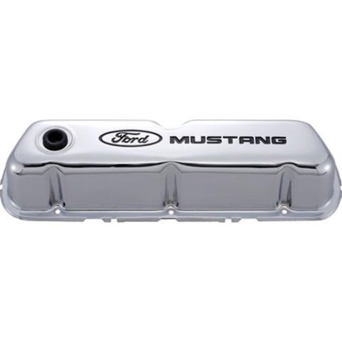 Ford Racing Ford Mustang Logo Stamped Steel Chrome Valve Covers thumbnail 6