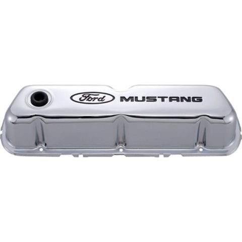 Ford Racing Ford Mustang Logo Stamped Steel Chrome Valve Covers thumbnail 7