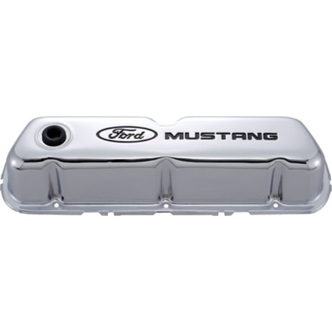 Ford Racing Ford Mustang Logo Stamped Steel Chrome Valve Covers thumbnail 8