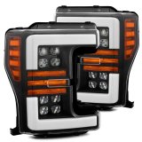 AlphaRex 17-19 Ford F-250 SD NOVA LED Proj Headlights Plank Style Matte Blk w/Activ Light/Seq Signal thumbnail 2