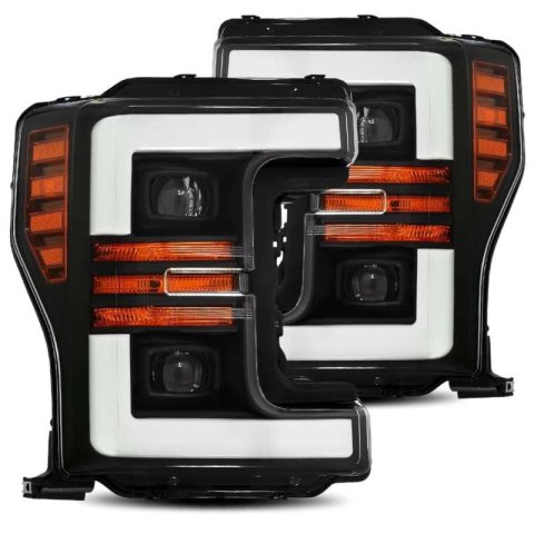 AlphaRex 17-19 Ford F-250 SD PRO-Series Proj Headlight Plnk Style Matte Blk w/Activ Light/Seq Signal thumbnail 1