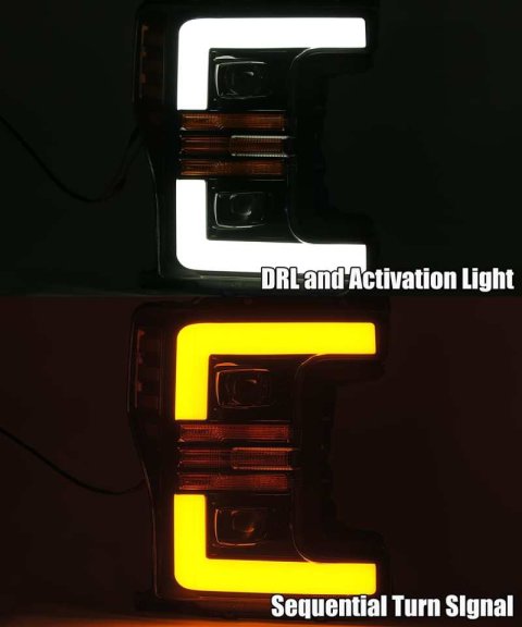 AlphaRex 17-19 Ford F-250 SD PRO-Series Proj Headlight Plnk Style Matte Blk w/Activ Light/Seq Signal thumbnail 4