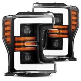 AlphaRex 17-19 Ford F-250 SD PRO-Series Proj Headlights Plank Style Black w/Activ Light/Seq Signal thumbnail 2