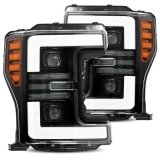 AlphaRex 17-19 Ford F-250 SD PRO-Series Proj Headlights Plank Style Black w/Activ Light/Seq Signal thumbnail 3