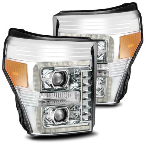 AlphaRex 11-16 Ford F-250 SD PRO-Series Projector Headlights Plank Style Design Chrome w/Seq Signal thumbnail 2