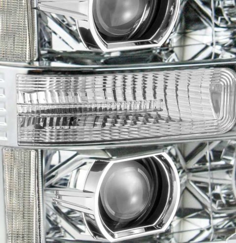 AlphaRex 11-16 Ford F-250 SD PRO-Series Projector Headlights Plank Style Design Chrome w/Seq Signal thumbnail 3