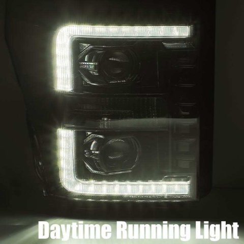 AlphaRex 11-16 Ford F-250 SD PRO-Series Projector Headlights Plank Style Design Chrome w/Seq Signal thumbnail 7