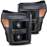 AlphaRex 11-16 Ford F-350 SD LUXX LED Proj Headlights Plank Style Alpha Blk w/Activ Light/Seq Signal thumbnail 3