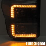 AlphaRex 11-16 Ford F-350 SD LUXX LED Proj Headlights Plank Style Alpha Blk w/Activ Light/Seq Signal thumbnail 5
