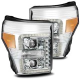 AlphaRex 11-16 Ford F-350 SD LUXX LED Proj Headlights Plank Style Chrm w/Activ Light/Seq Signal/DRL thumbnail 1