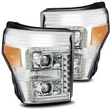 AlphaRex 11-16 Ford F-350 SD LUXX LED Proj Headlights Plank Style Chrm w/Activ Light/Seq Signal/DRL thumbnail 2