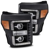AlphaRex 11-16 Ford F-350 SD LUXX LED Proj Headlights Plank Style Black w/Activ Light/Seq Signal thumbnail 3