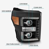 AlphaRex 11-16 Ford F-350 SD LUXX LED Proj Headlights Plank Style Black w/Activ Light/Seq Signal thumbnail 9