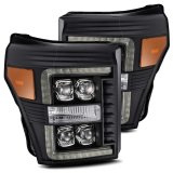 AlphaRex 11-16 Ford F-350 SD NOVA LED Projector Headlights Plank Style Blk w/Activ Light/Seq Signal thumbnail 2