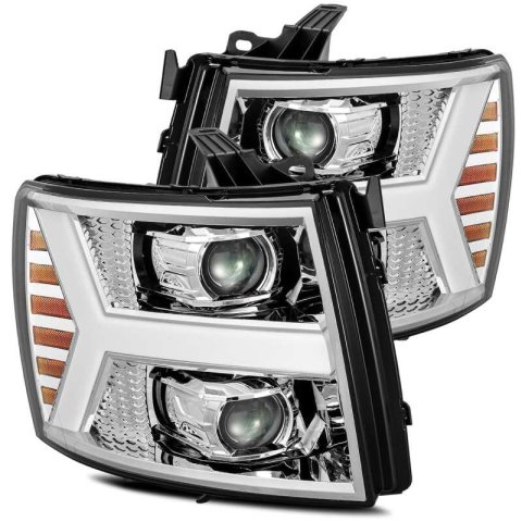 AlphaRex 07-13 Chevy 1500HD PRO-Series Proj Headlights Plank Style Chrome w/Activ Light/Seq Signal thumbnail 2