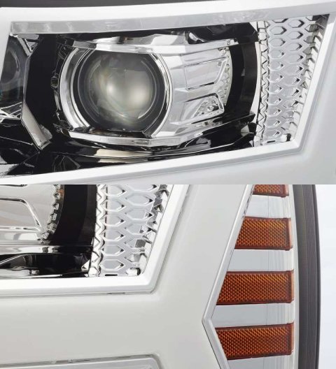 AlphaRex 07-13 Chevy 1500HD PRO-Series Proj Headlights Plank Style Chrome w/Activ Light/Seq Signal thumbnail 4