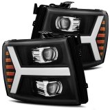 AlphaRex 07-13 Chevy 1500HD PRO-Series Proj Headlight Plank Style Matte Blk w/Activ Light/Seq Signal thumbnail 2