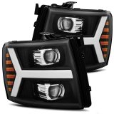AlphaRex 07-13 Chevy 1500HD PRO-Series Proj Headlight Plank Style Matte Blk w/Activ Light/Seq Signal thumbnail 3