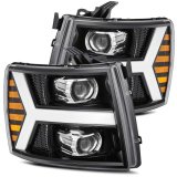 AlphaRex 07-13 Chevy 1500HD PRO-Series Proj Headlight Plank Style Gloss Blk w/Activ Light/Seq Signal thumbnail 2