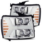 AlphaRex 07-13 Chevy 1500HD NOVA LED Proj Headlights Plank Style Chrm w/Activ Light/Seq Signal thumbnail 2