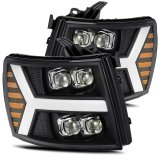 AlphaRex 07-13 Chevy 1500HD NOVA LED Proj Headlights Plank Style Matte Blk w/Activ Light/Seq Signal thumbnail 1