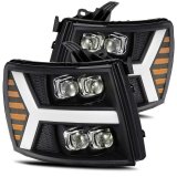 AlphaRex 07-13 Chevy 1500HD NOVA LED Proj Headlights Plank Style Matte Blk w/Activ Light/Seq Signal thumbnail 2
