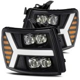 AlphaRex 07-13 Chevy 1500HD NOVA LED Proj Headlights Plank Style Matte Blk w/Activ Light/Seq Signal thumbnail 3