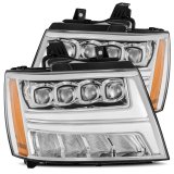 AlphaRex 07-13 Chevy Avalanche NOVA LED Proj Headlights Plank Style Design Chrome w/Activ Light/DRL thumbnail 1