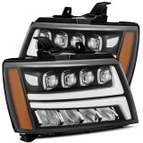 AlphaRex 07-13 Chevy Avalanche NOVA LED Proj Headlights Plank Style Matte Black w/Activ Light/DRL thumbnail 1