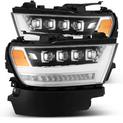 AlphaRex 19-20 Ram 1500HD NOVA LED Proj Headlights Plank Style Chrome w/Activ Light/Seq Signal/DRL thumbnail 1