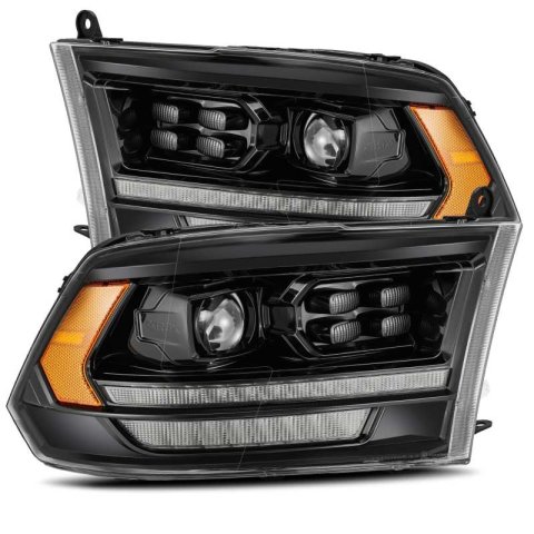 AlphaRex 09-18 Dodge Ram 2500HD LUXX LED Proj Headlights Plank Style Black w/Seq Signal/Smoked DRL thumbnail 1
