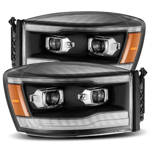 AlphaRex 06-08 Dodge Ram 1500HD PRO-Series Projector Headlights Plank Style Black w/Seq Signal/DRL thumbnail 3