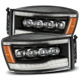 AlphaRex 06-08 Dodge Ram 1500HD NOVA LED ProjHeadlights Plank Style Blk w/Seq Signal/DRL/Amber LED thumbnail 2
