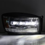 AlphaRex 06-08 Dodge Ram 1500HD NOVA LED ProjHeadlights Plank Style Blk w/Seq Signal/DRL/Amber LED thumbnail 6