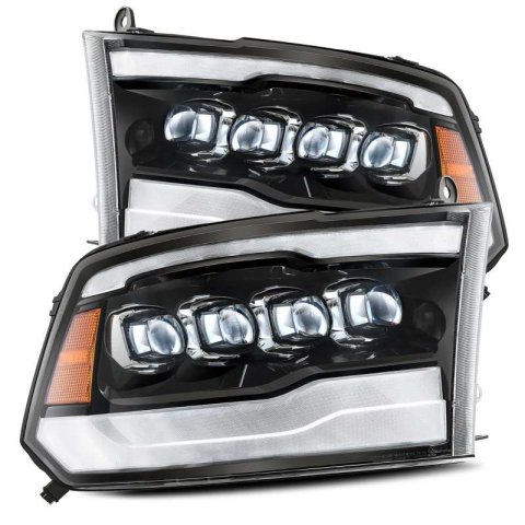 AlphaRex 09-18 Dodge Ram 1500HD NOVA LED Projector Headlights Plank Style Design Gloss Black w/DRL thumbnail 1
