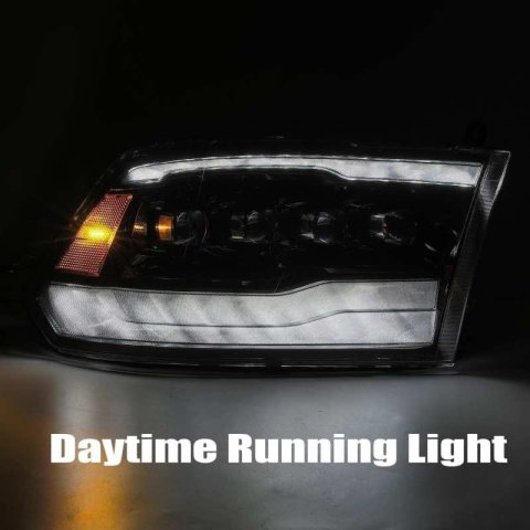 AlphaRex 09-18 Dodge Ram 1500HD NOVA LED Projector Headlights Plank Style Design Gloss Black w/DRL thumbnail 4