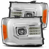 AlphaRex 07-13 GMC 1500HD PRO-Series Projector Headlights Plank Style Chrm w/Activ Light/Seq Signal thumbnail 1